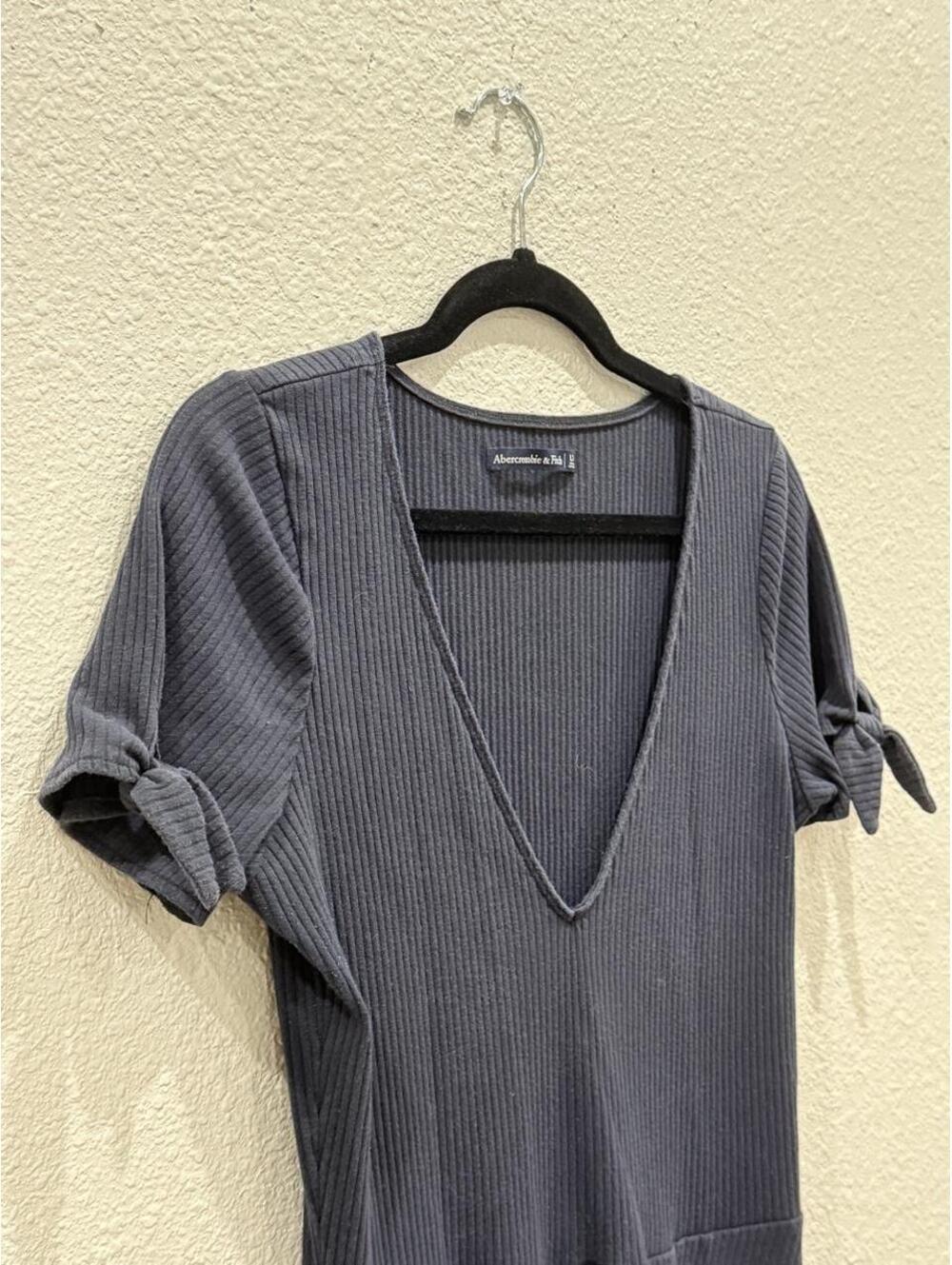 Abercrombie & Fitch Charcoal Ribbed Skater Mini Dress LT